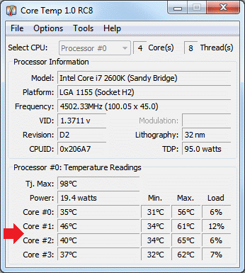 Как посмотреть температуру процессора windows 10 на ноутбуке без программ